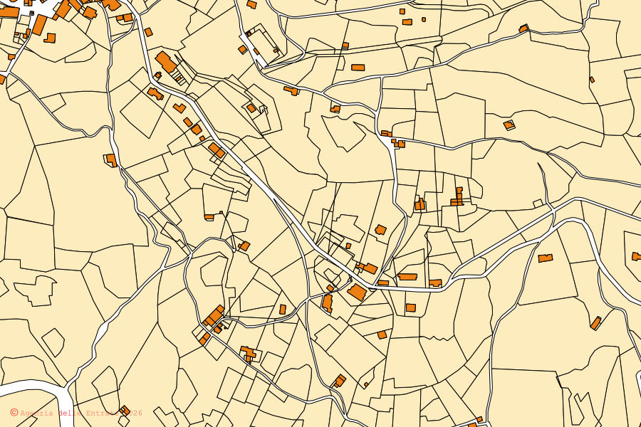 Plan cadastral du centre de Vedeseta : parcelles et bâtiments, cartographie de l'Agenzia delle Entrate