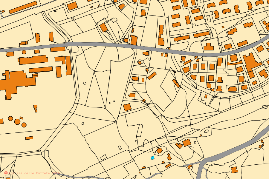 Plan cadastral du centre de Vibo Valentia : parcelles et bâtiments, cartographie de l'Agenzia delle Entrate