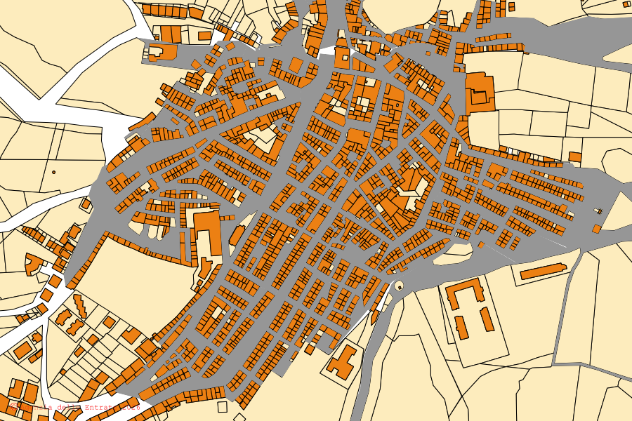 Plan cadastral du centre de Vicari : parcelles et bâtiments, cartographie de l'Agenzia delle Entrate