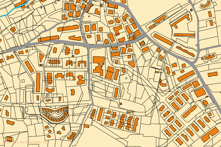 Plan cadastral du centre de Vignanello : parcelles et bâtiments, cartographie de l'Agenzia delle Entrate