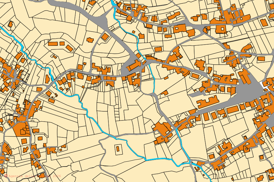 Plan cadastral du centre de Vitulano : parcelles et bâtiments, cartographie de l'Agenzia delle Entrate