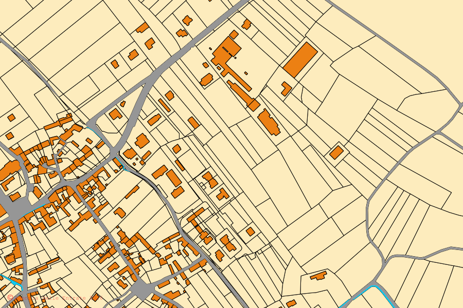 Plan cadastral du centre de Vivaro : parcelles et bâtiments, cartographie de l'Agenzia delle Entrate