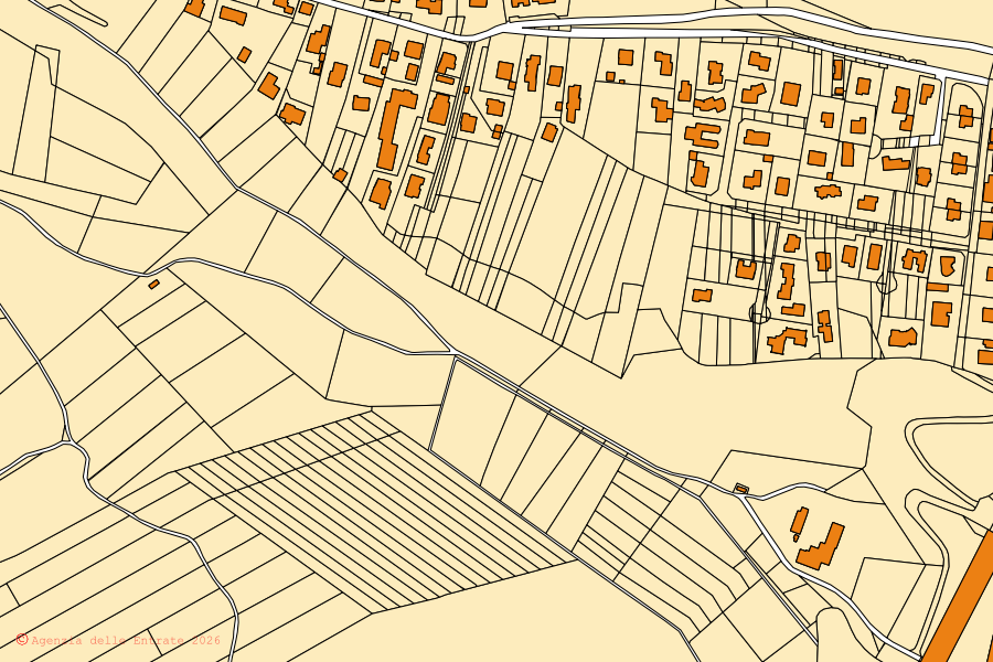 Plan cadastral du centre de Vizzola Ticino : parcelles et bâtiments, cartographie de l'Agenzia delle Entrate