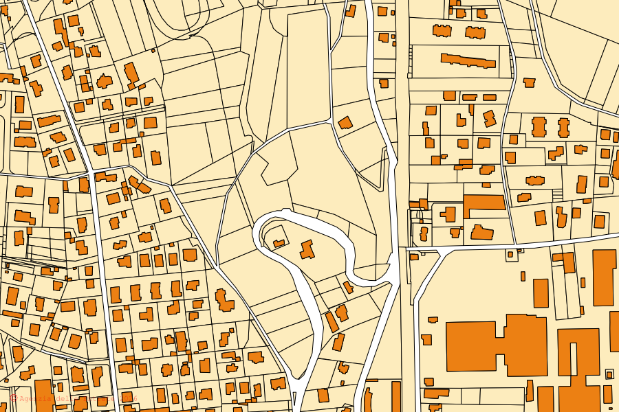 Mapa cadastral do centro de Albizzate: parcelas e edifícios, cartografia da Agenzia delle Entrate