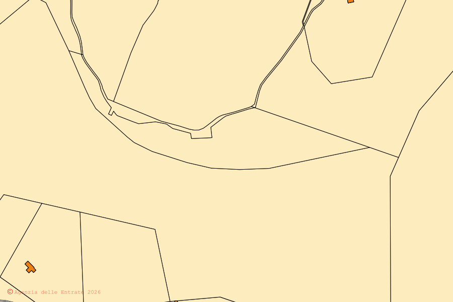 Mapa cadastral do centro de Bienno: parcelas e edifícios, cartografia da Agenzia delle Entrate