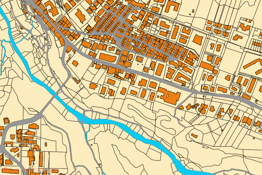 Mapa cadastral do centro de Blera: parcelas e edifícios, cartografia da Agenzia delle Entrate