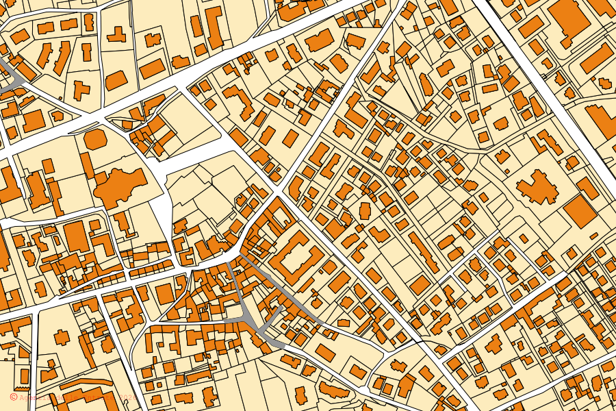 Mapa cadastral do centro de Calusco d'Adda: parcelas e edifícios, cartografia da Agenzia delle Entrate