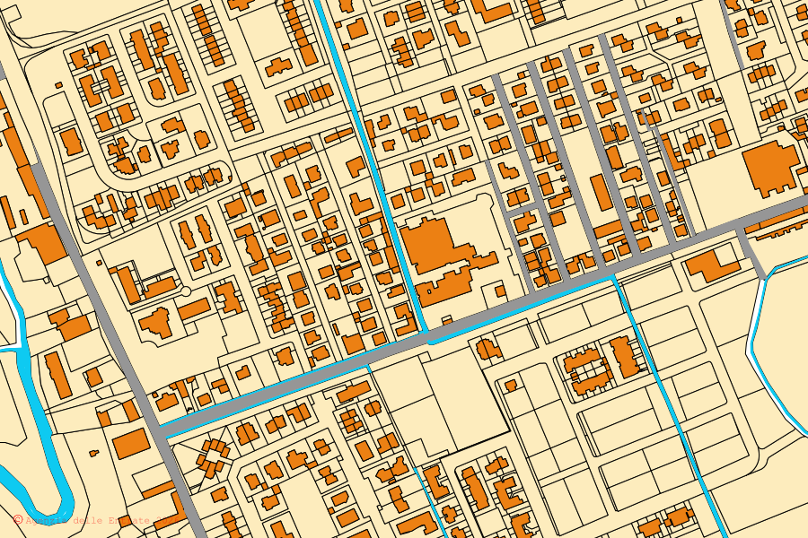 Mapa cadastral do centro de Castiraga Vidardo: parcelas e edifícios, cartografia da Agenzia delle Entrate