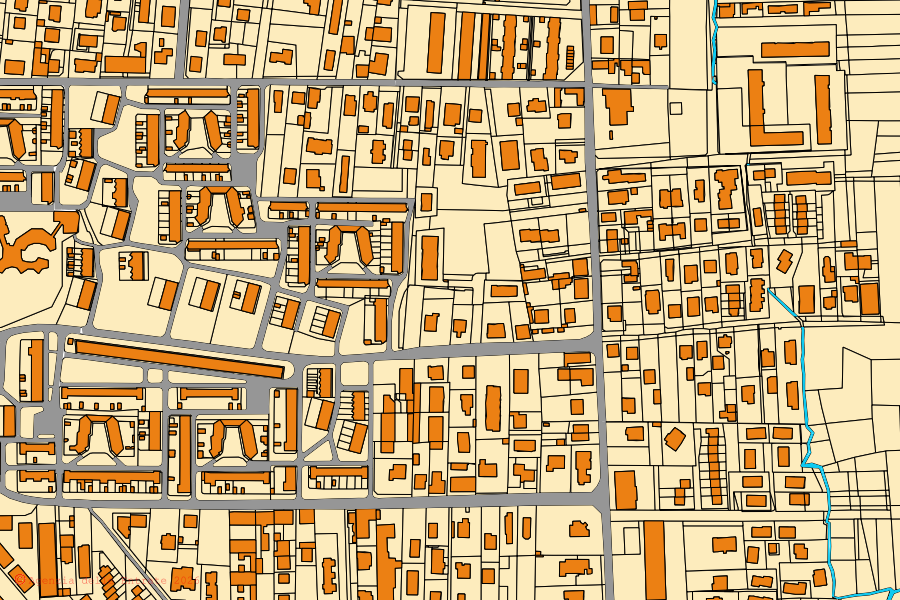 Mapa cadastral do centro de Cesate: parcelas e edifícios, cartografia da Agenzia delle Entrate