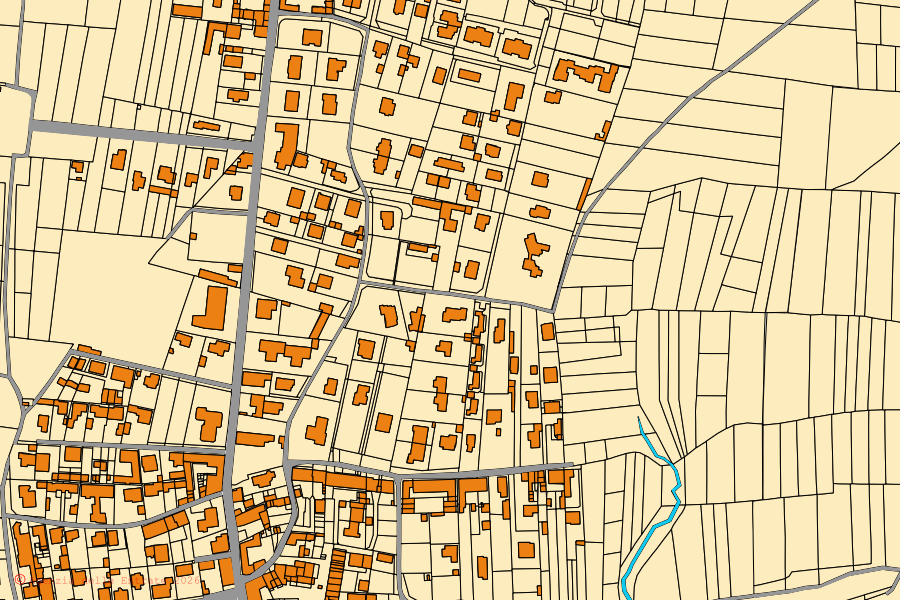 Mapa cadastral do centro de Cogliate: parcelas e edifícios, cartografia da Agenzia delle Entrate