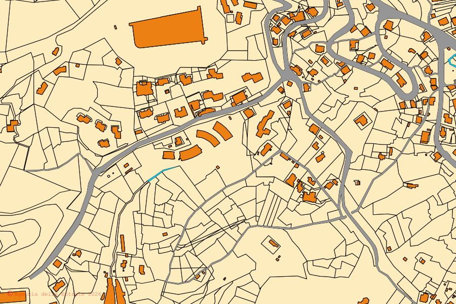 Mapa cadastral do centro de Lerici: parcelas e edifícios, cartografia da Agenzia delle Entrate