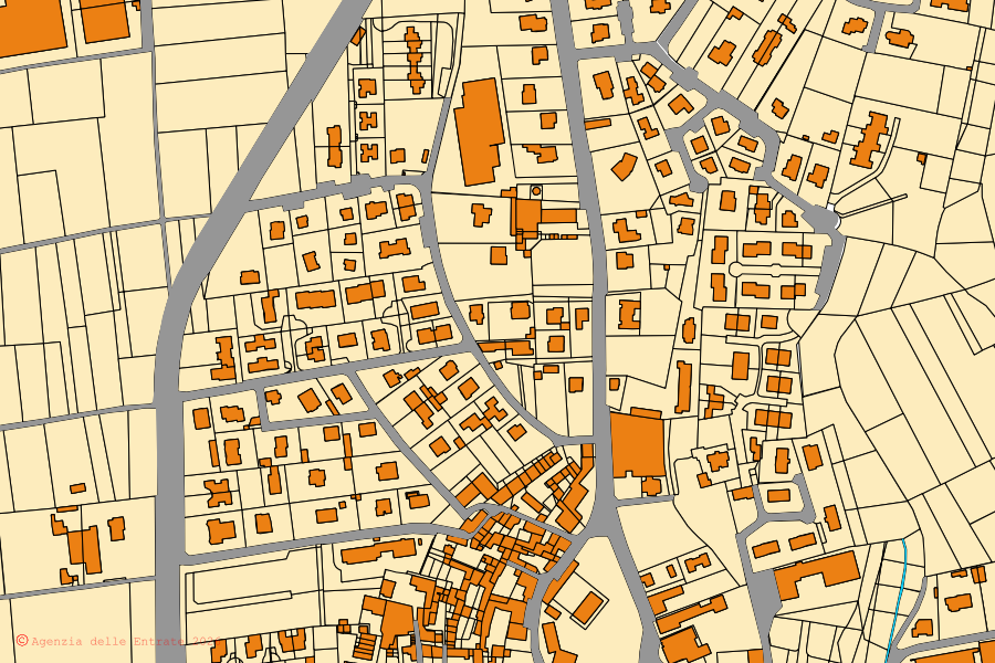 Mapa cadastral do centro de Lurago Marinone: parcelas e edifícios, cartografia da Agenzia delle Entrate
