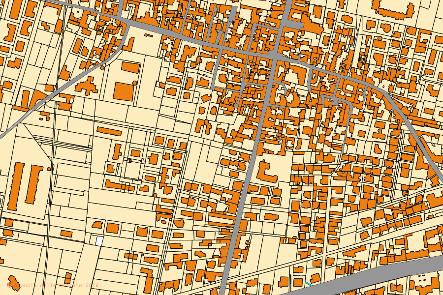 Mapa cadastral do centro de Mariglianella: parcelas e edifícios, cartografia da Agenzia delle Entrate