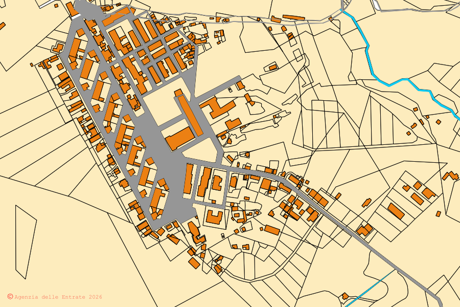 Mapa cadastral do centro de Nardodipace: parcelas e edifícios, cartografia da Agenzia delle Entrate