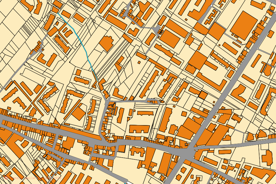 Mapa cadastral do centro de Palermo: parcelas e edifícios, cartografia da Agenzia delle Entrate