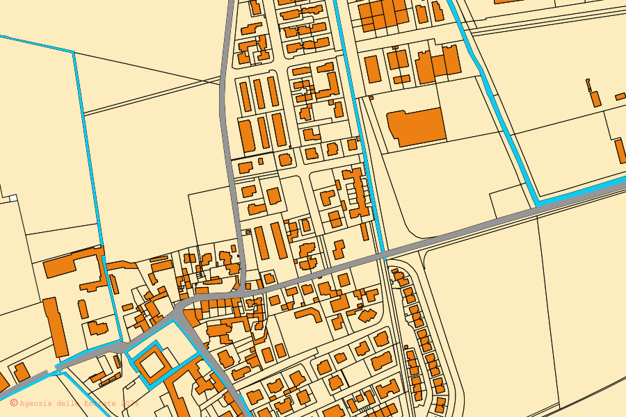 Mapa cadastral do centro de Sant'Alessio con Vialone: parcelas e edifícios, cartografia da Agenzia delle Entrate