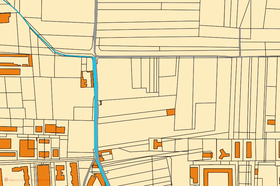 Mapa cadastral do centro de Santa Maria Capua Vetere: parcelas e edifícios, cartografia da Agenzia delle Entrate