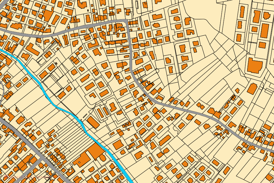 Mapa cadastral do centro de Solesino: parcelas e edifícios, cartografia da Agenzia delle Entrate