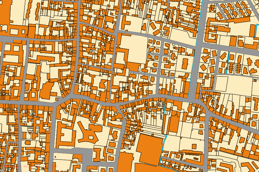Mapa cadastral do centro de Soresina: parcelas e edifícios, cartografia da Agenzia delle Entrate