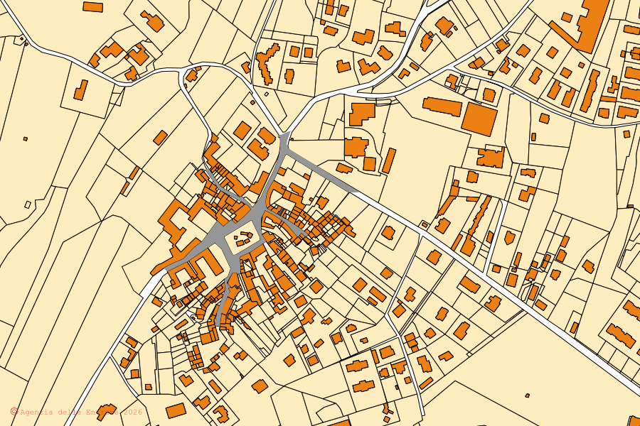Mapa cadastral do centro de Ternate: parcelas e edifícios, cartografia da Agenzia delle Entrate