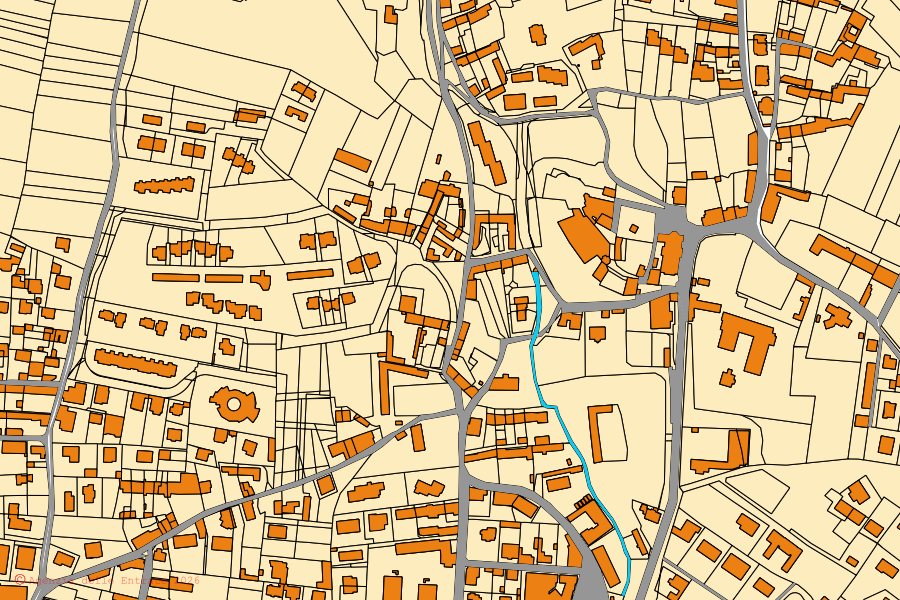 Mapa cadastral do centro de Trofarello: parcelas e edifícios, cartografia da Agenzia delle Entrate