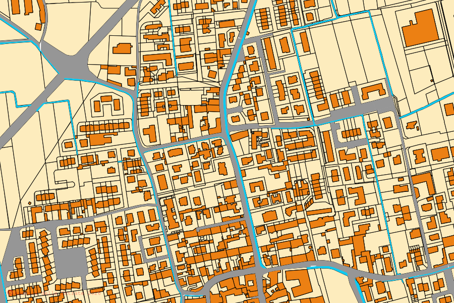Mapa cadastral do centro de Vailate: parcelas e edifícios, cartografia da Agenzia delle Entrate
