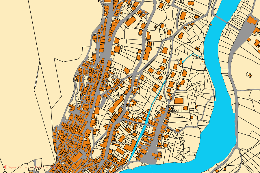 Mapa cadastral do centro de Villa Santa Maria: parcelas e edifícios, cartografia da Agenzia delle Entrate
