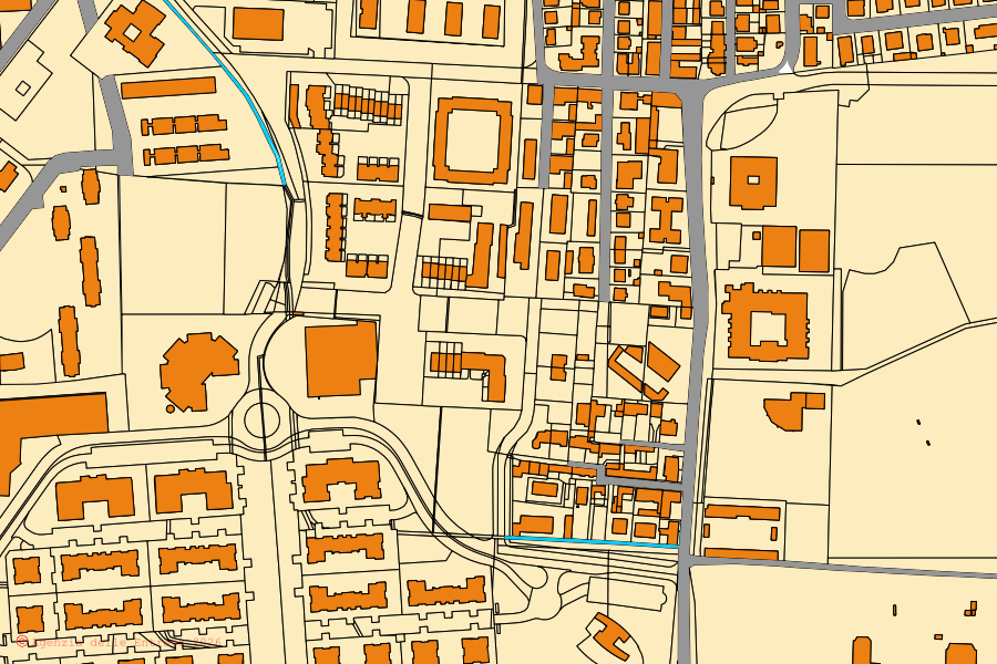 Mapa cadastral do centro de Vimodrone: parcelas e edifícios, cartografia da Agenzia delle Entrate
